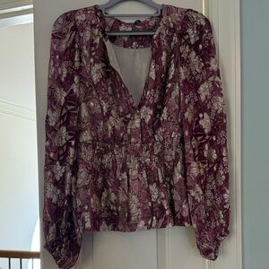 Anthropologie Purple Floral Blouse
